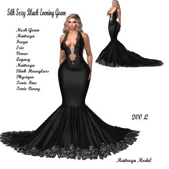 Second Life Marketplace - Silk Black Sexy Evening Gown
